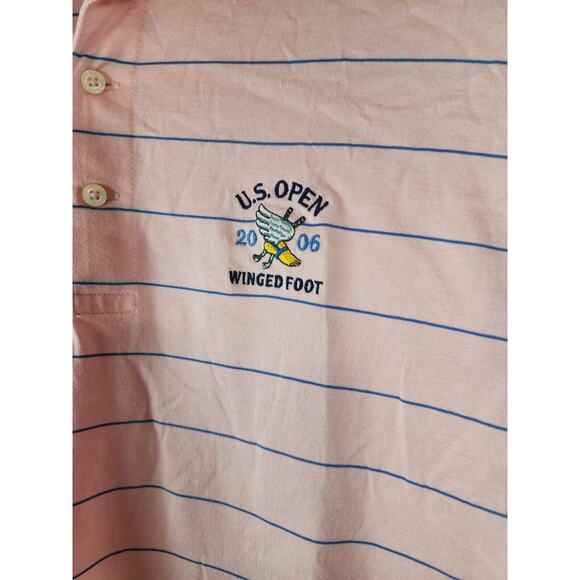 2006 US Open Winged Foot Polo Shirt Mens Pink Striped Polo Golf Small - Picture 2 of 4
